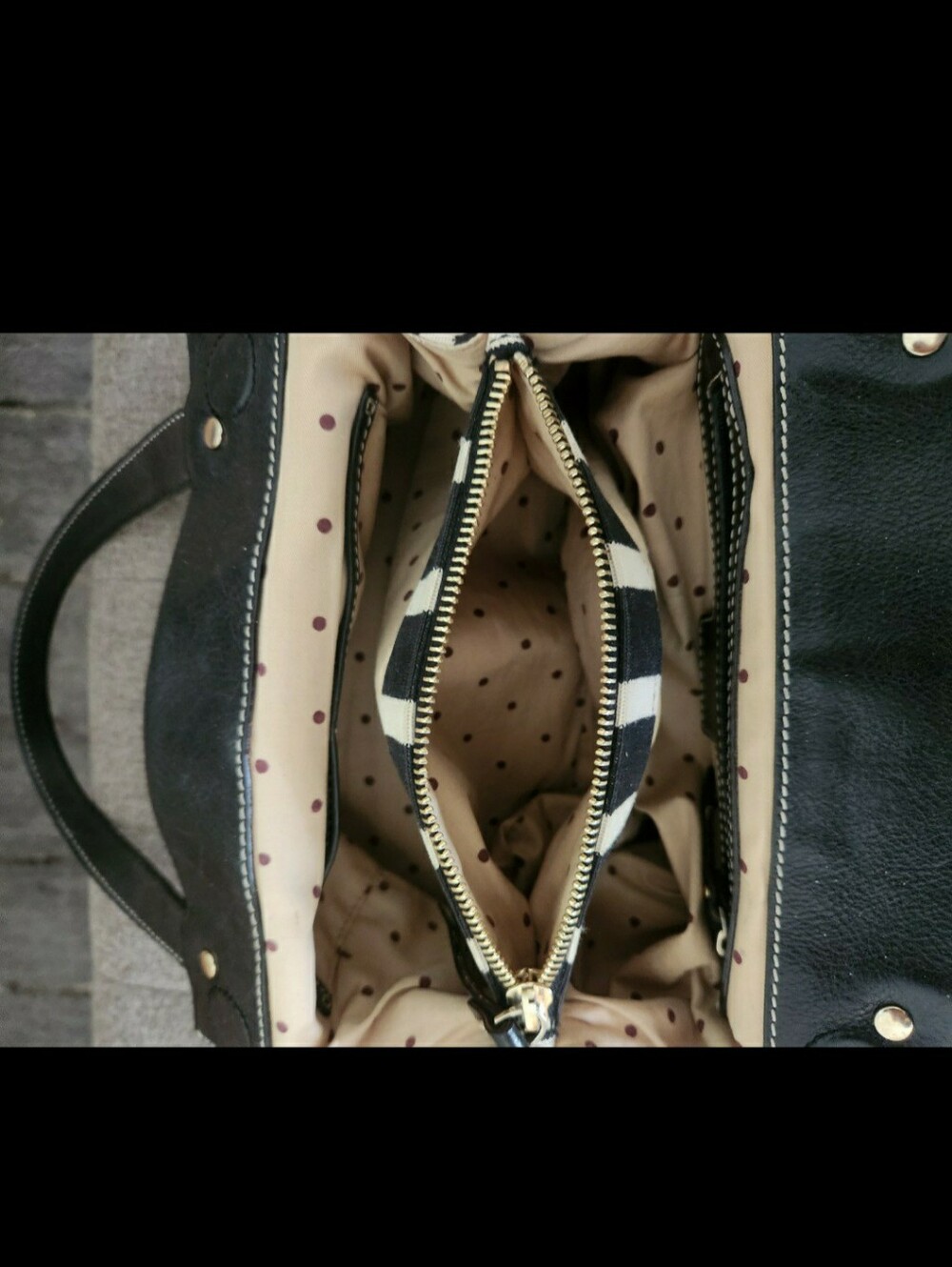 Kate Spade Vintage Black & White Striped Tote with Pink Center Panel - Picture 7 of 11